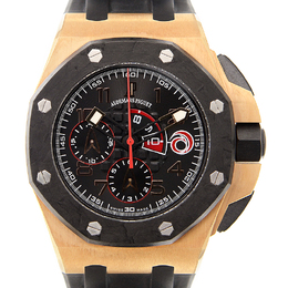 Audemars Piguet Black Dial Chronograph 18kt Rose Gold Black Rubber Mens Watch 26062OROOA002CA01 26062or.oo.a002ca.01