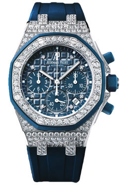 Audemars Piguet Royal Oak Offshore Chronograph Blue Dial Diamond Ladies Watch 26092CKZZD021CA01 26092ck.zz.d021ca.01