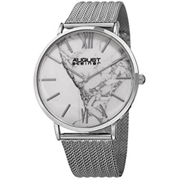 August Steiner White Dial Mens Watch AS8218SS Silver Case with Stainless Mesh Bracelet