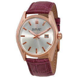 August Steiner Silver Dial Purple Leather Ladies Watch AS8221PU
