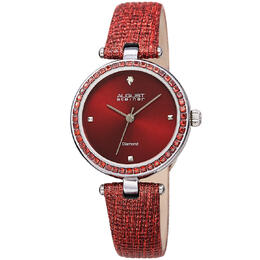 August Steiner AS8280RD Quartz Diamond Red Dial Ladies Watch