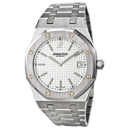 Pre-owned Audemars Piguet Royal Oak Jumbo White Guilloche Dial Mens Watch 15202st.oo.0944st.01