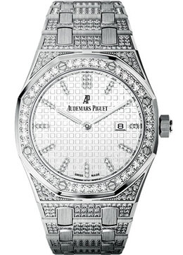 Audemars Piguet Royal Oak Lady Diamond Silver Dial White Gold Ladies Watch 67652bc.zz.1262bc.01
