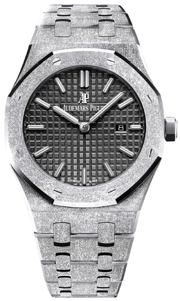 Audemars Piguet Royal Oak Frosted Black Dial Ladies 18k White Gold Watch 67653bc.gg.1263bc.02