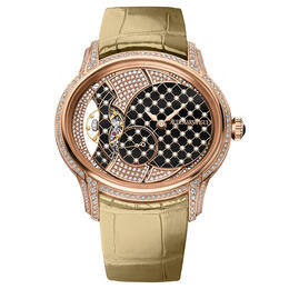 Audemars Piguet Millenary Black With White Pearls Dial Ladies 18 Carat Pink Gold Watch 77249or.zz.a205cr.01