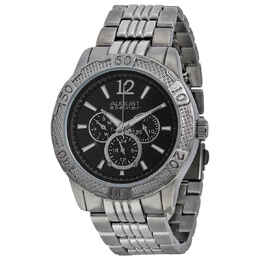 August Steiner Multi-Function Watch AS8058BK - Black Ion Metal Case, Analog Dial with Day/Date/GMT Display