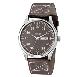 August Steiner AS8074BK Brown Dial Brown Leather Mens Watch
