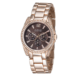 August Steiner AS8075RG Rose Gold-tone Metal Watch Brown Dial Quartz Ladies