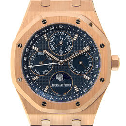 Audemars Piguet Royal Oak Prepetual Calendar Blue Dial Automatic Mens 18 Carat Pink Gold Watch 26574or.oo.1220or.02