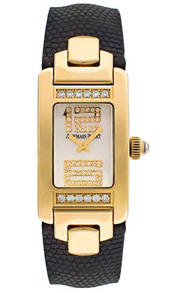 Audemars Piguet Promesse Diamond Yellow Gold Black Leather Ladies Watch 67461ba.zz.a001lz.02