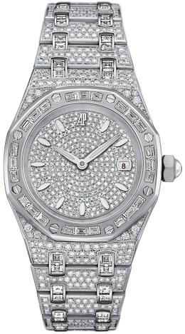 Audemars Piguet Royal Oak Diamond Pave White Gold Ladies Watch 67604bc.zz.1211bc.01