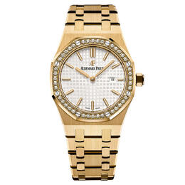 Audemars Piguet Royal Oak Silver Dial Ladies 18 Carat Yellow Gold Watch 67651ba.zz.1261ba.01