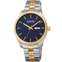 August Steiner Mens Watch AS8271TTG, Quartz Movement Blue Dial with Date and Day Display