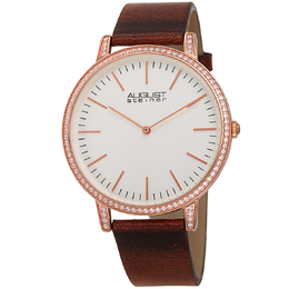 August Steiner AS8273BR: Rose Gold-Tone Mens Quartz Watch with White Dial and Crystal Set