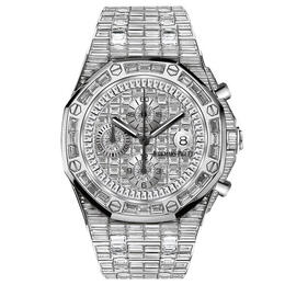 Audemars Piguet Royal Oak Offshore 18 Carat White Gold Baguette Diamond Paved Dial Automatic Mens Watch 26473bc.zz.8043bc.01