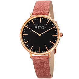 August Steiner AS8187PK Ladies Fashion Watch - Rose Gold Composite Case, Pink Leather Strap