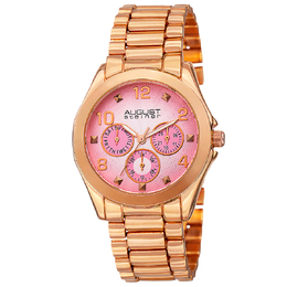 August Steiner AS8150RG Ladies Quartz Watch Pink Dial GMT