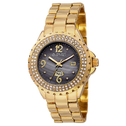 August Steiner AS8156YG Ladies Watch Quartz Diamond Grey Dial Composite Metal Case Gold-tone