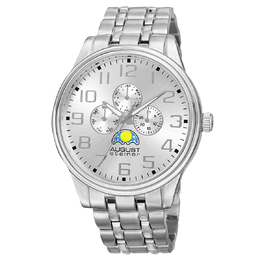August Steiner AS8174SS Mens Quartz Watch, Analog Silver Dial with Day of Week Display, Date, Month, Moonphase