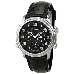 Blancpain Leman Black Dial Chronograph Black Leather Automatic Mens Watch 2041-1130-53b
