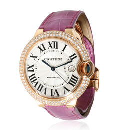 Pre-owned Cartier Ballon Bleu de Cartier Automatic Diamond Silver Dial Mens Watch we900851