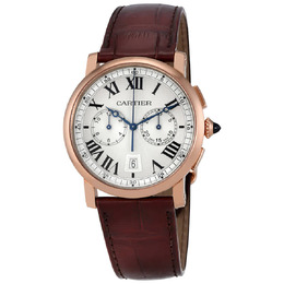 Cartier Rotonde Silver Sunday Dial 18kt Pinks Gold Mens Watch w1556238