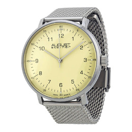 August Steiner AS8091SS Cream Dial Stainless Steel Mesh Mens Watch