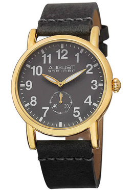 August Steiner Grey Black Leather Ladies Watch as8110yg