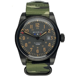 Benrus Field Automatic Black Dial Mens Watch f1-bk-bk-nc