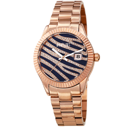 August Steiner AS8276RGBU Blue & Gold Zebra Pattern Dial Ladies Watch