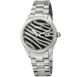 August Steiner Quartz Black Silver Zebra Pattern Dial Ladies Watch AS8276SS