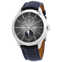 Baume & Mercier Clifton Automatic Moon Phase Date Grey Dial Mens Watch 10548