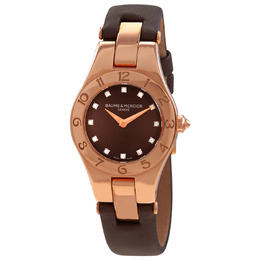 Baume & Mercier Baume and Mercier Linea Brown Diamond Dial 18kt Rose Gold Brown Satin Ladies Watch 10090