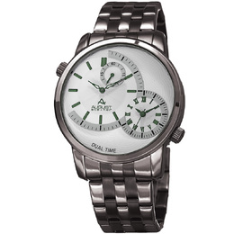 August Steiner as8210gn Mens Quartz Watch - White Dial with Green Hands, Stainless Steel Bracelet