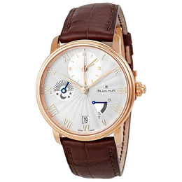 Blancpain Villeret Opaline Dial 18kt Rose Gold Brown Leather Mens Watch 6665-3642-55b