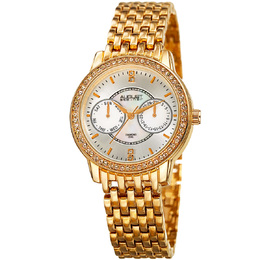 August Steiner Quartz Diamond Crystal Silver Dial Ladies Watch as8228yg