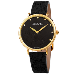 August Steiner AS8242BK - Ladies Quartz Watch with Floral Diamond Dial