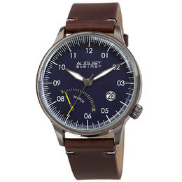 August Steiner Quartz Blue Dial Brown Leather Mens Watch as8285gnbu