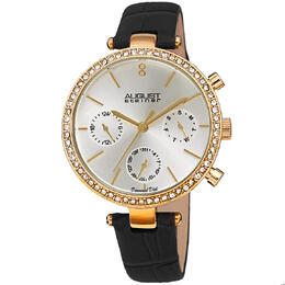 August Steiner AS8288BK - Ladies Quartz Diamond Watch with Silver Dial