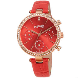 August Steiner AS8288RD Quartz Diamond Red Dial Ladies Watch
