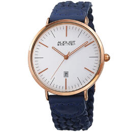August Steiner AS8293RGBU Mens Quartz Watch White Dial Blue Leather Strap