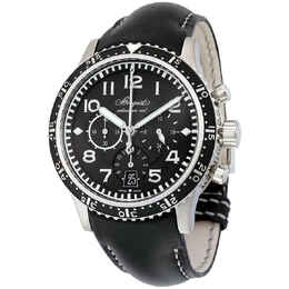 Breguet Transatlantique Type XXI Flyback Automatic Black Dial Black Leather Mens Watch 3810TIH23ZU 3810ti/h2/3zu