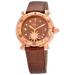 Pre-owned Chopard Happy Sport Sun Brown Brown Dial Ladies Watch 283578-5001