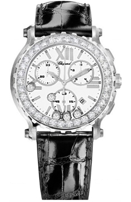 Chopard Happy Sport White Dial Chronograph Diamond Ladies Watch 288506-2001 28/8506-2001