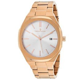 Men's Christian Van Sant cv0523 Octavius Slim Watch Rose Gold Stainless Steel Case Silver Dial Quartz Movement