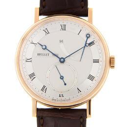 Breguet Clasique Silver Dial 18kt Rose Gold Mens Watch 5277br129v6