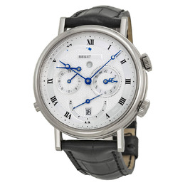 Breguet Classique Alarm White Gold Black Leather Mens Watch 5707bb129v6