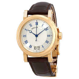 Breguet Marine Silver Dial Leather Mens Watch 5817ba/12/9v8