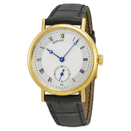 Breguet Classique Silver Dial 18kt Yellow Gold Black Leather Mens Watch 5907BA12984 5907ba/12/984