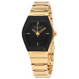 Bulova Gemini Quartz Black Dial Ladies Watch 97l164